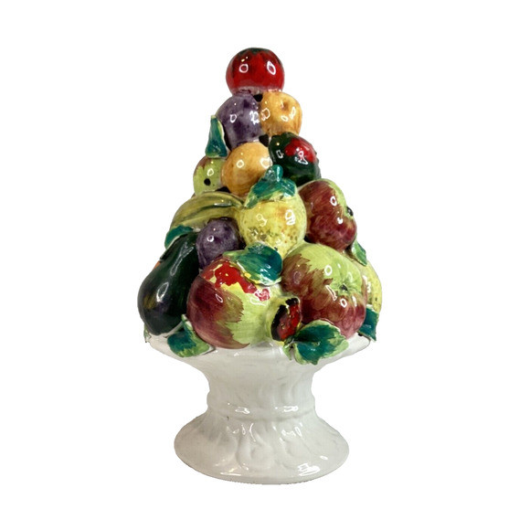 Vintage Italian Fruit Topiary Ceramic Centerpiece Candle Decor Apple Banana